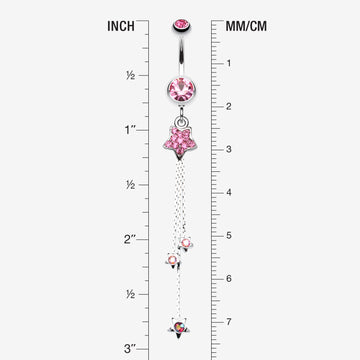 Detail View 1 of Delicate Star Sparkles Belly Ring-Light Pink